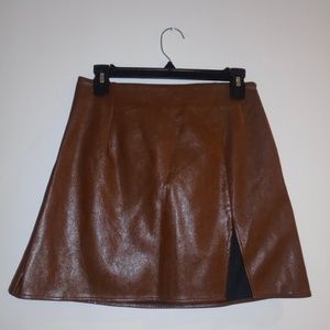 Chocolate Brown Isalis Leather Skirt